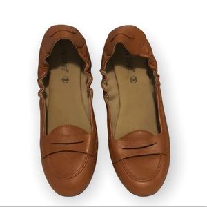 Cushion Aire Brown Tan Faux Leather Loafer Flats 9.5